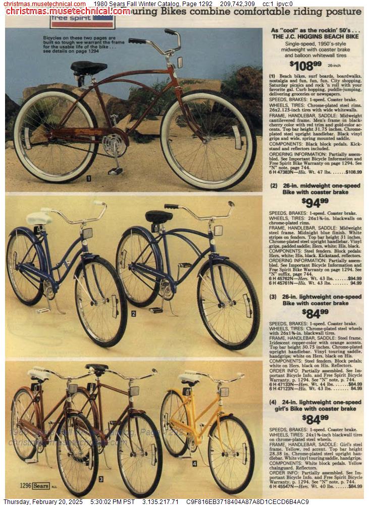 1980 Sears Fall Winter Catalog, Page 1292