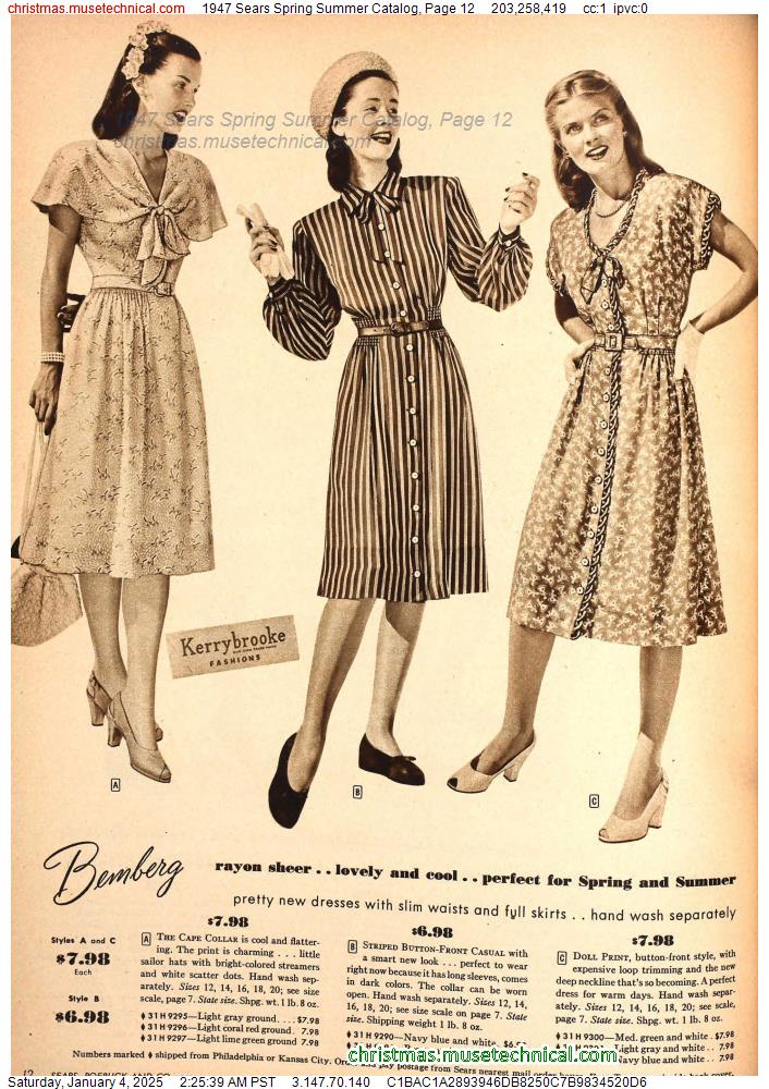 1947 Sears Spring Summer Catalog, Page 12