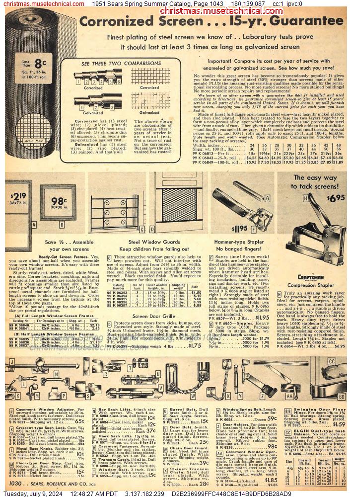1951 Sears Spring Summer Catalog, Page 1043