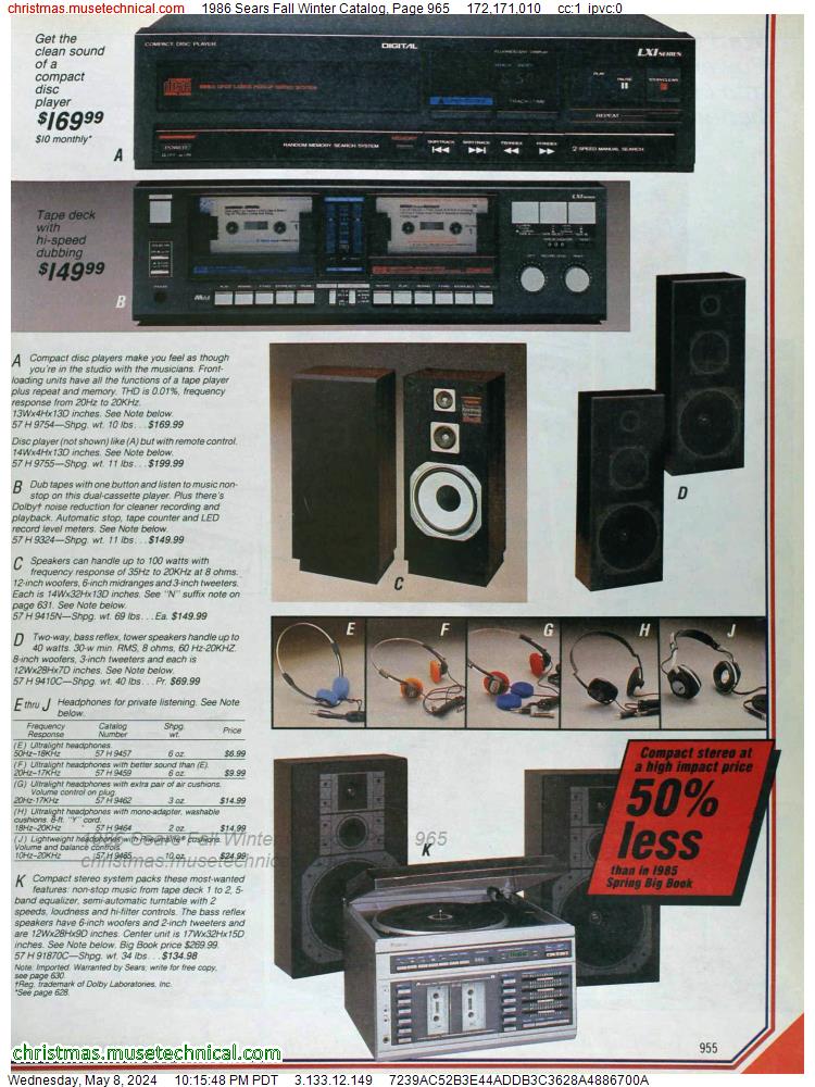 1986 Sears Fall Winter Catalog, Page 965