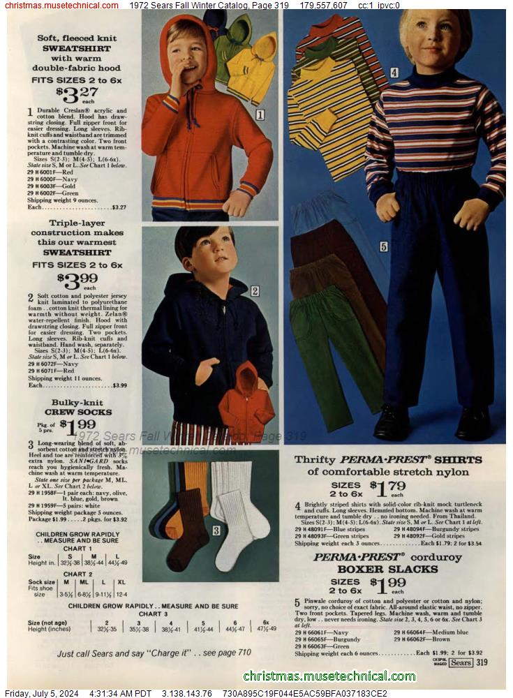 1972 Sears Fall Winter Catalog, Page 319
