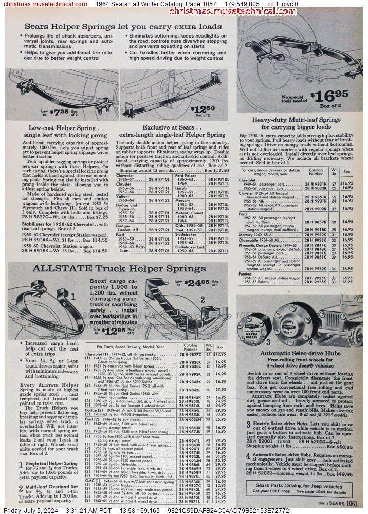 1964 Sears Fall Winter Catalog, Page 1057