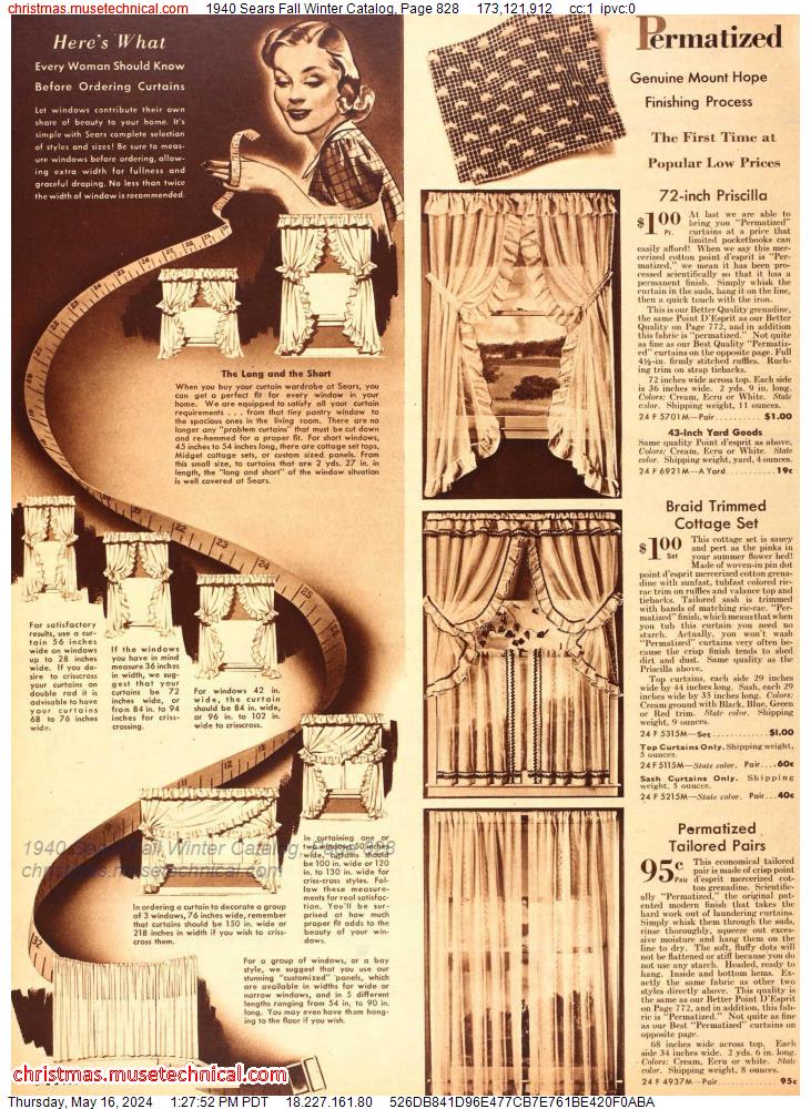 1940 Sears Fall Winter Catalog, Page 828