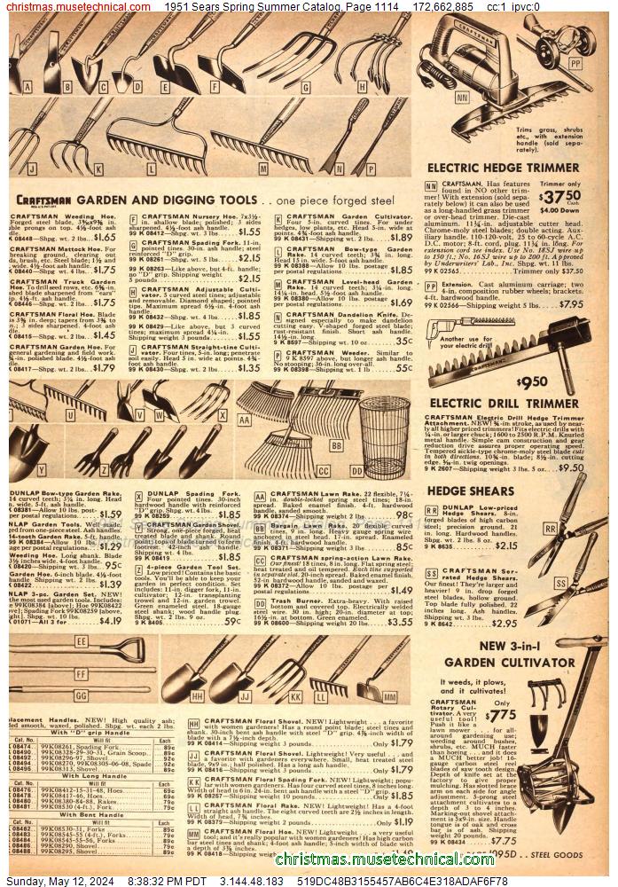 1951 Sears Spring Summer Catalog, Page 1114