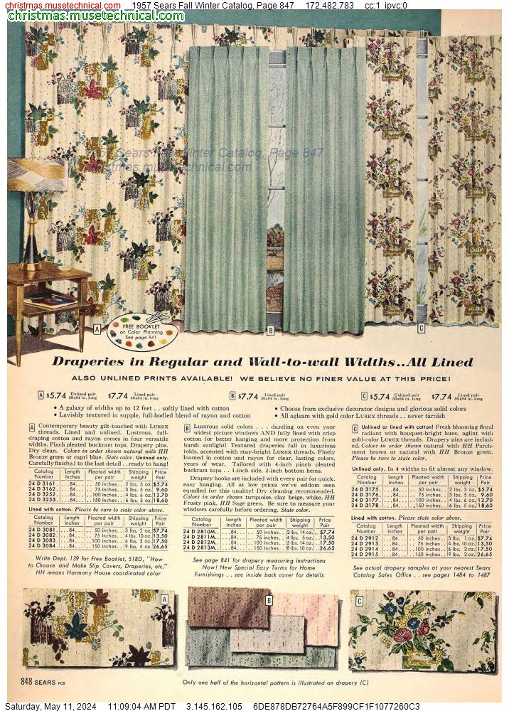 1957 Sears Fall Winter Catalog, Page 847