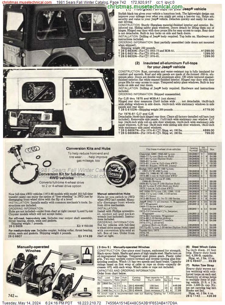1981 Sears Fall Winter Catalog, Page 742