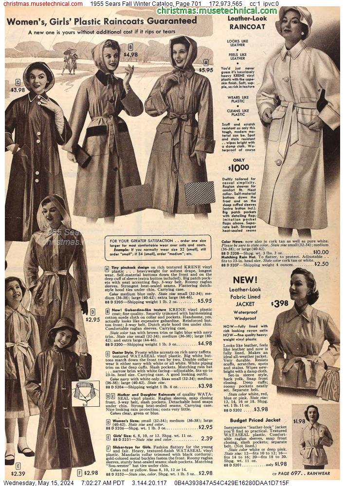 1955 Sears Fall Winter Catalog, Page 701