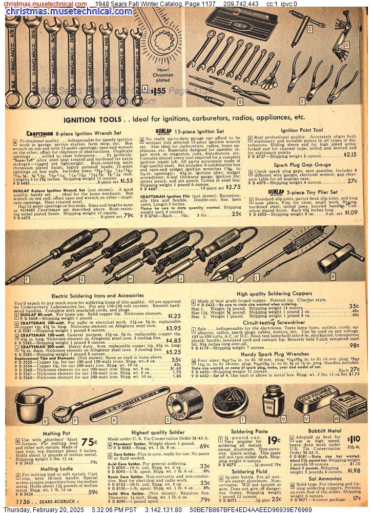 1948 Sears Fall Winter Catalog, Page 1137