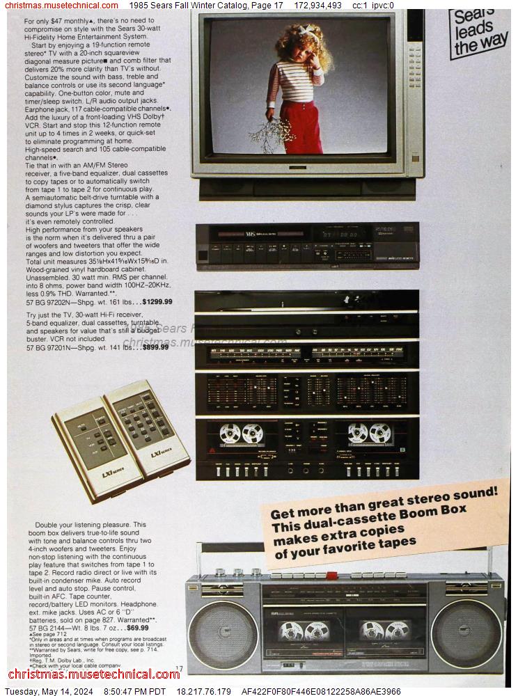 1985 Sears Fall Winter Catalog, Page 17