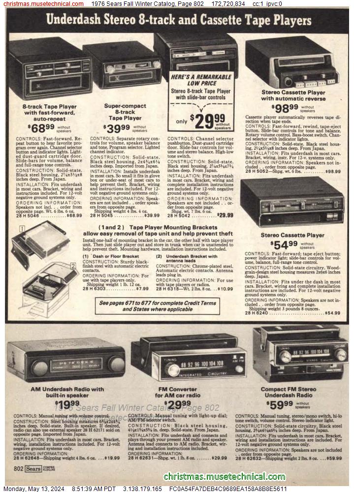 1976 Sears Fall Winter Catalog, Page 802