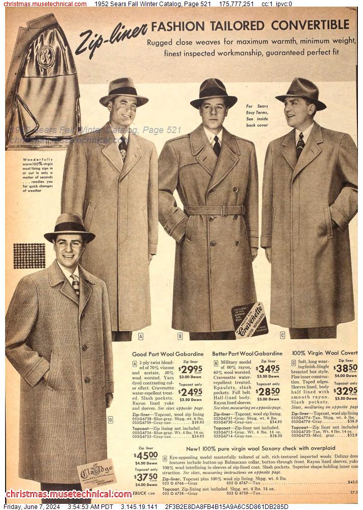 1952 Sears Fall Winter Catalog, Page 521
