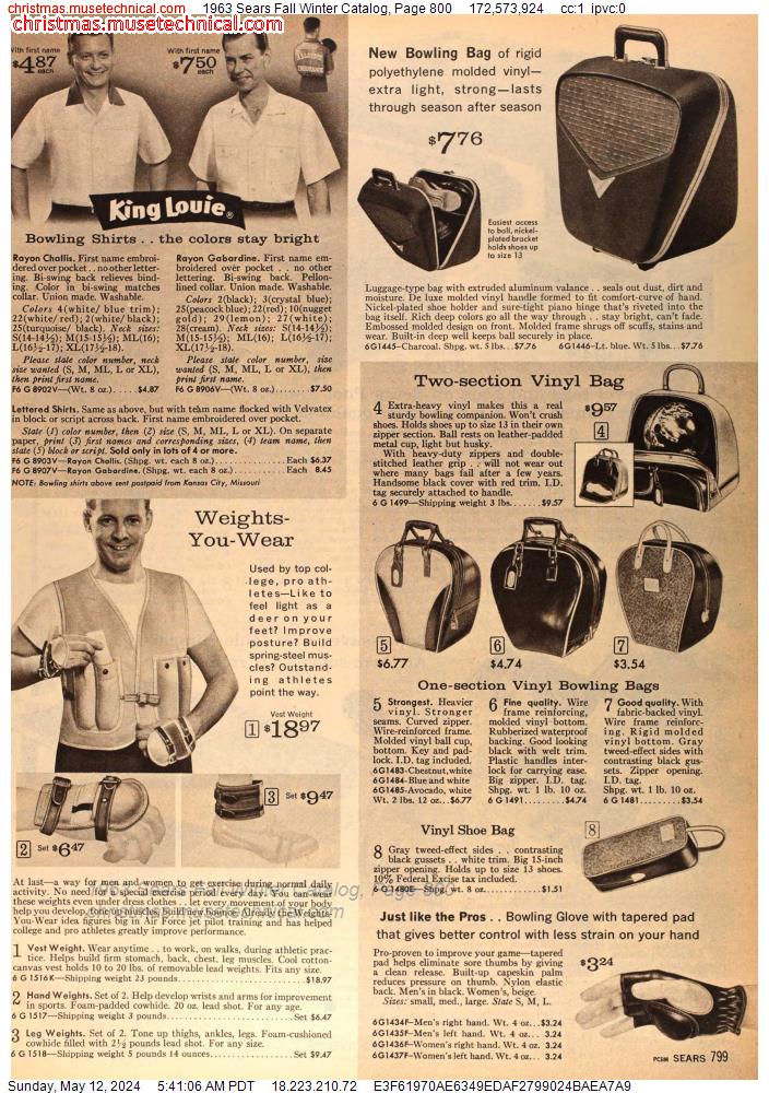 1963 Sears Fall Winter Catalog, Page 800