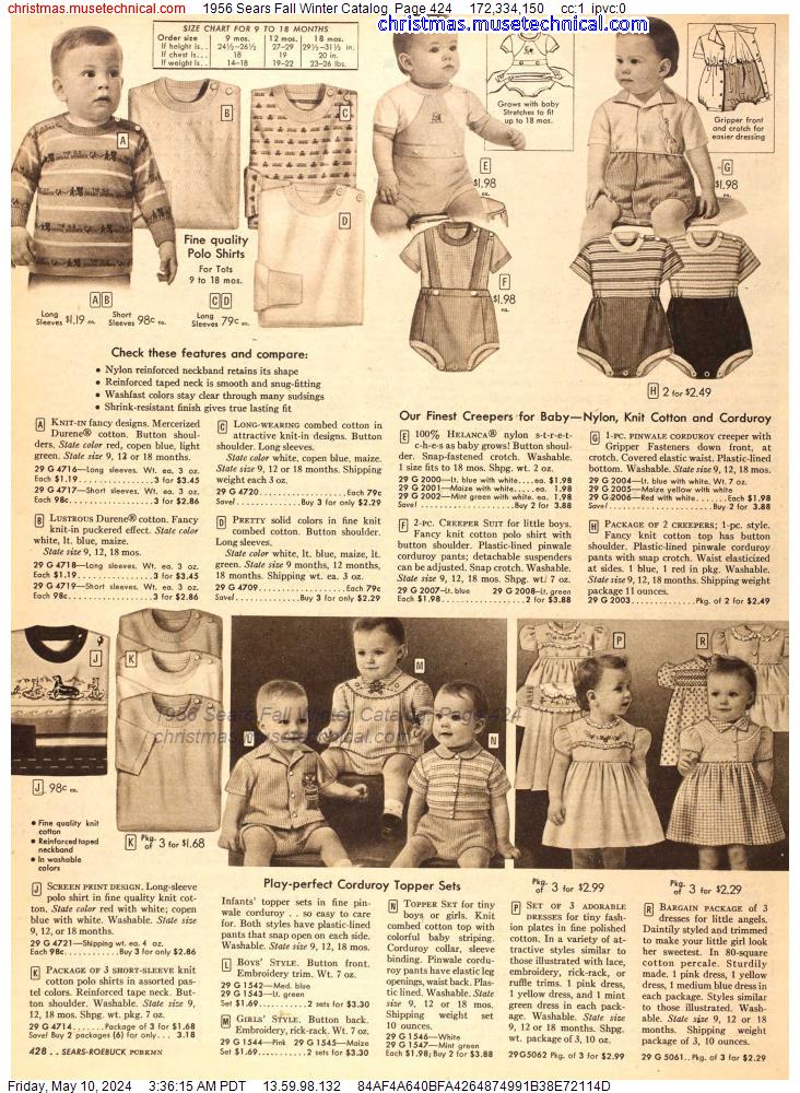 1956 Sears Fall Winter Catalog, Page 424