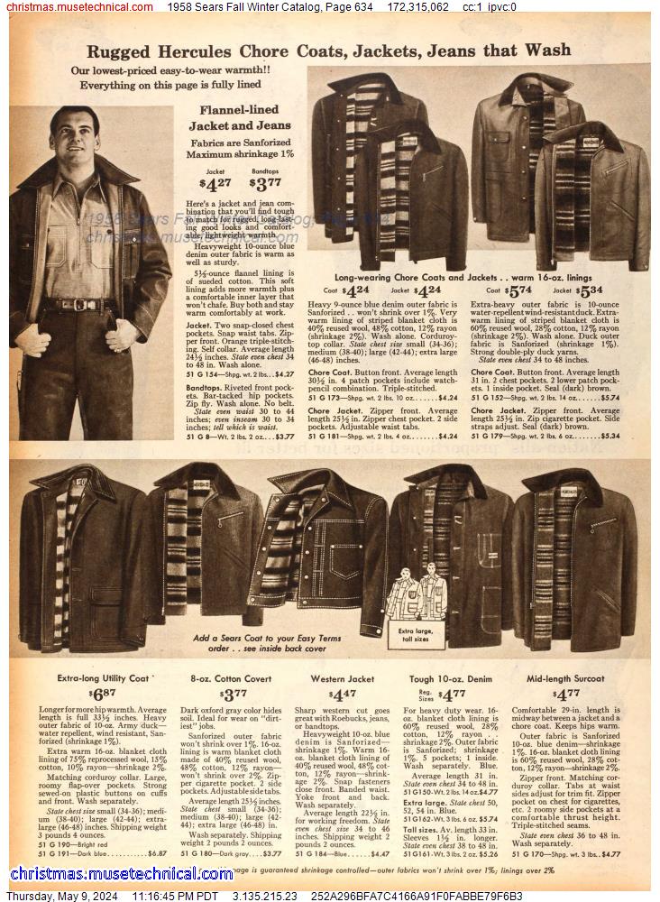 1958 Sears Fall Winter Catalog, Page 634