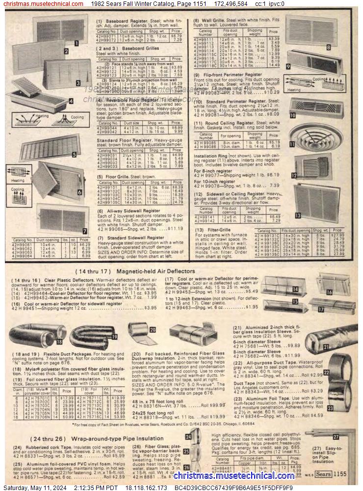 1982 Sears Fall Winter Catalog, Page 1151