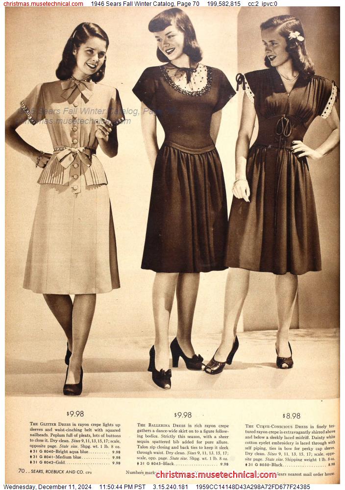 1946 Sears Fall Winter Catalog, Page 70