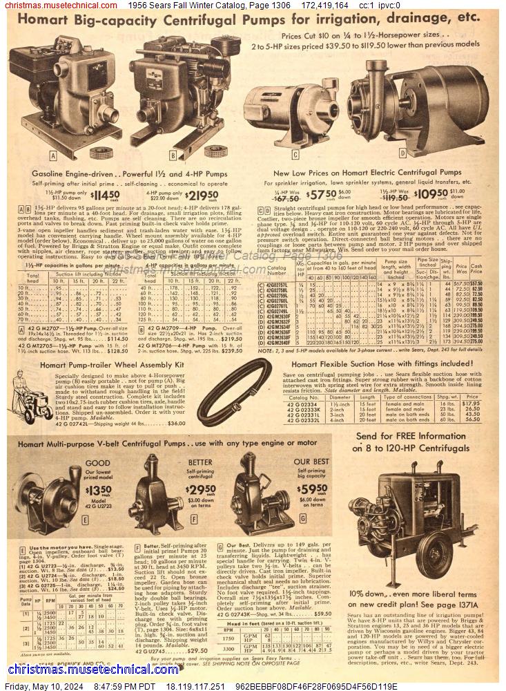 1956 Sears Fall Winter Catalog, Page 1306