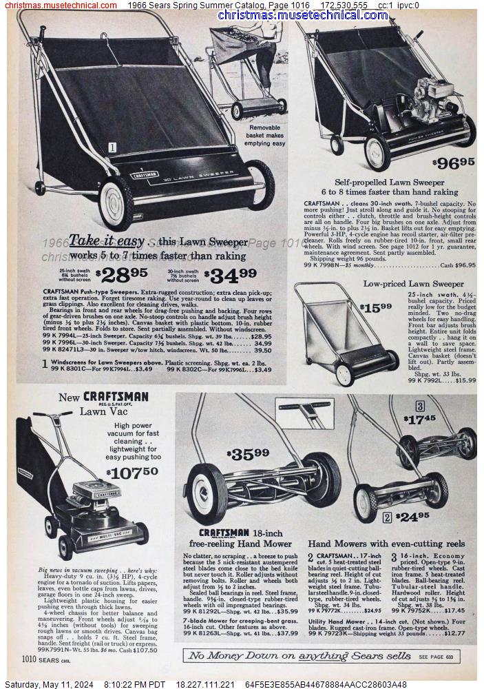1966 Sears Spring Summer Catalog, Page 1016