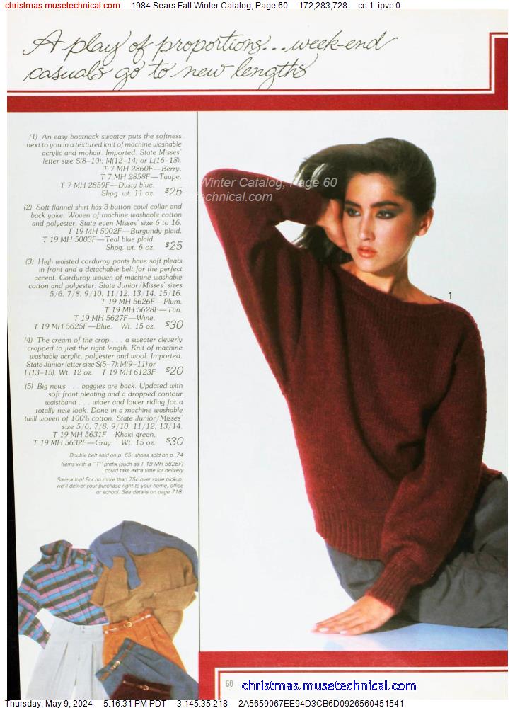 1984 Sears Fall Winter Catalog, Page 60