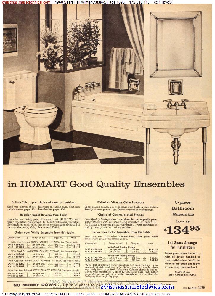 1960 Sears Fall Winter Catalog, Page 1095