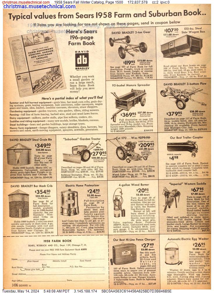 1958 Sears Fall Winter Catalog, Page 1500
