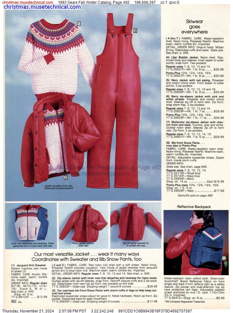 1983 Sears Fall Winter Catalog, Page 492