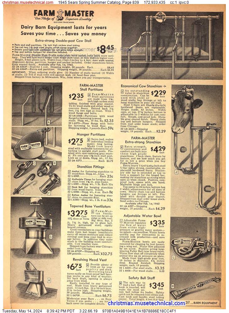 1945 Sears Spring Summer Catalog, Page 839