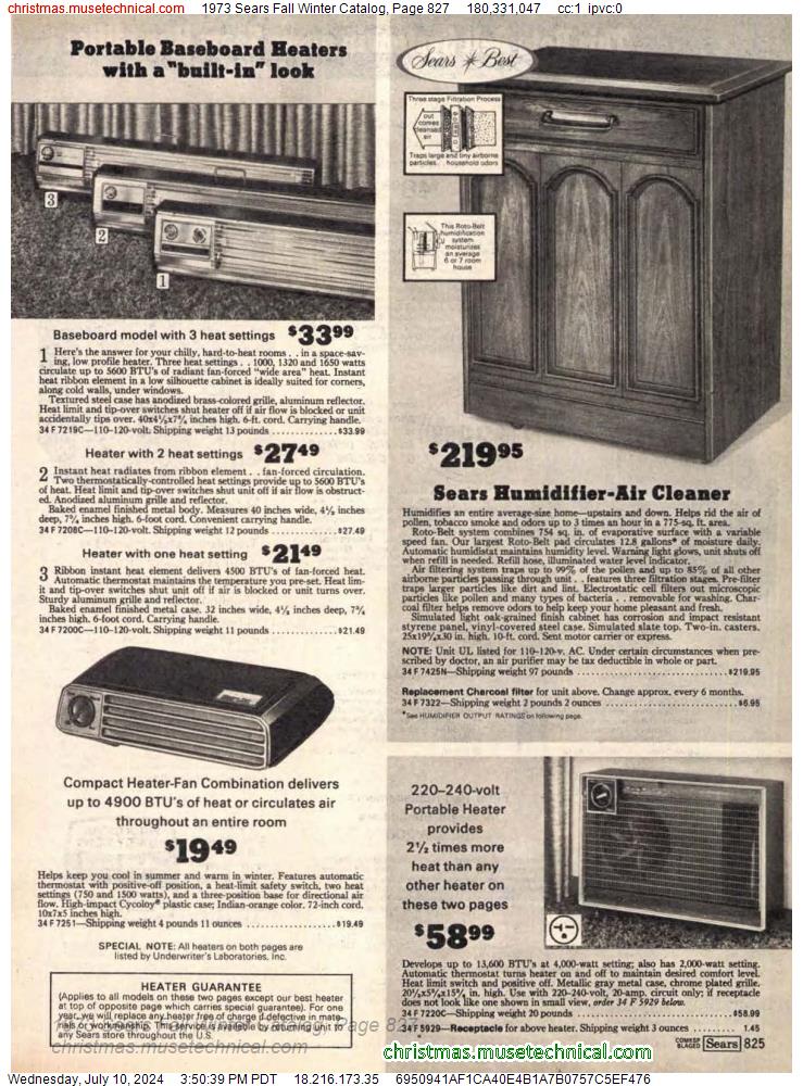 1973 Sears Fall Winter Catalog, Page 827