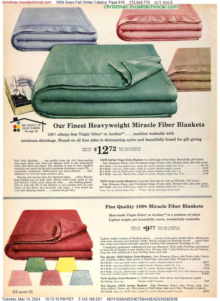 1959 Sears Fall Winter Catalog, Page 918