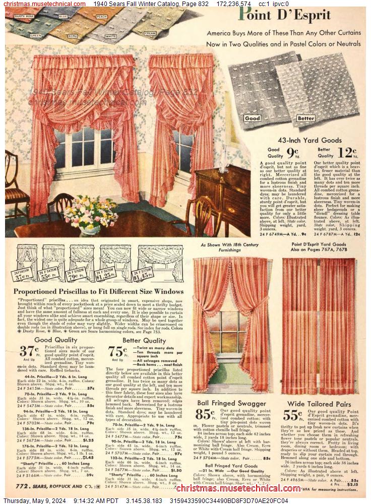 1940 Sears Fall Winter Catalog, Page 832