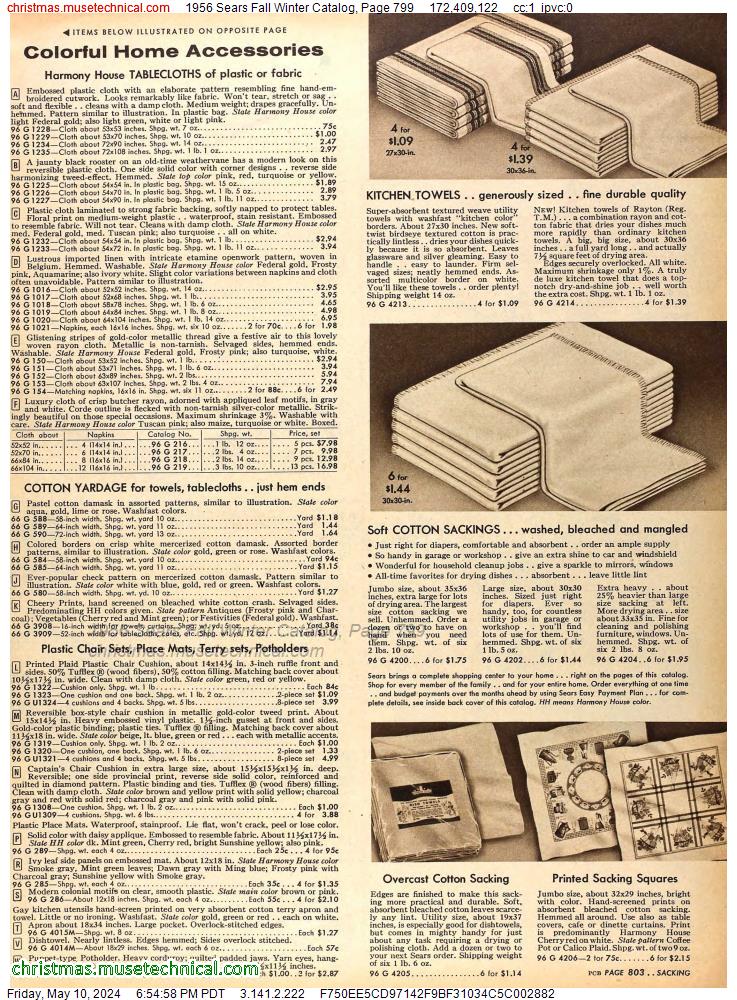1956 Sears Fall Winter Catalog, Page 799