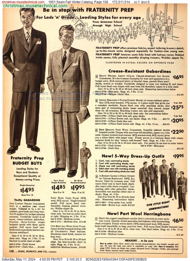 1951 Sears Fall Winter Catalog, Page 158