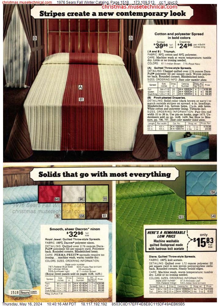 1976 Sears Fall Winter Catalog, Page 1518