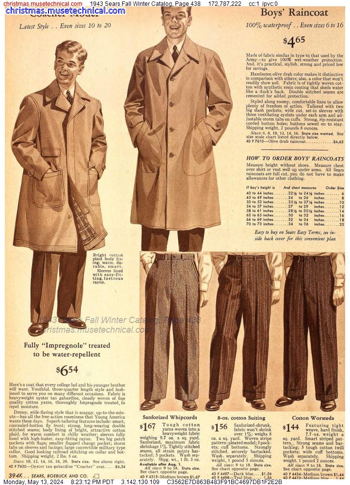 1943 Sears Fall Winter Catalog, Page 438