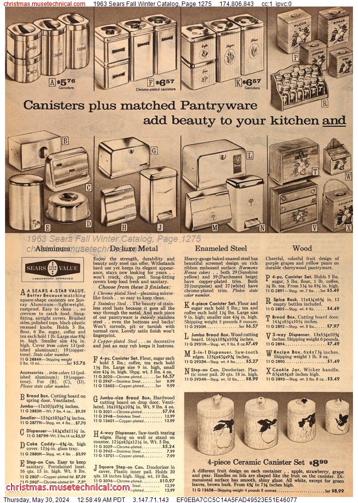 1963 Sears Fall Winter Catalog, Page 1275