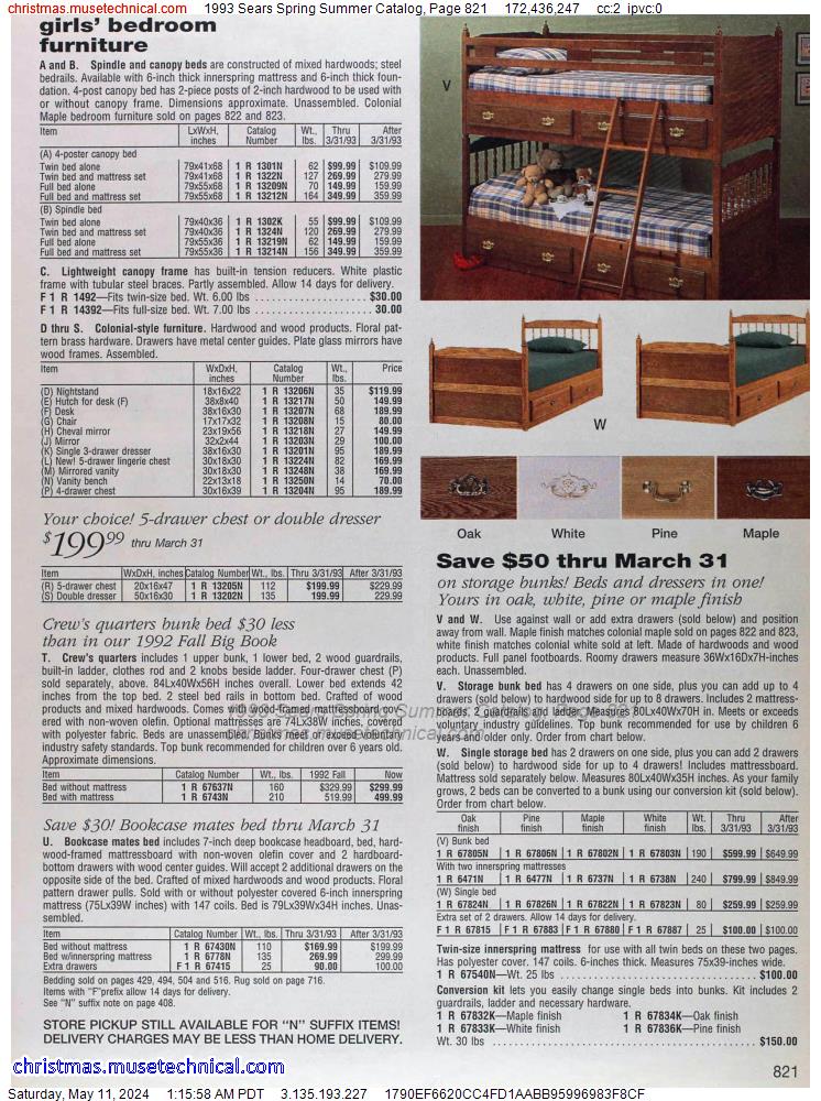 1993 Sears Spring Summer Catalog, Page 821