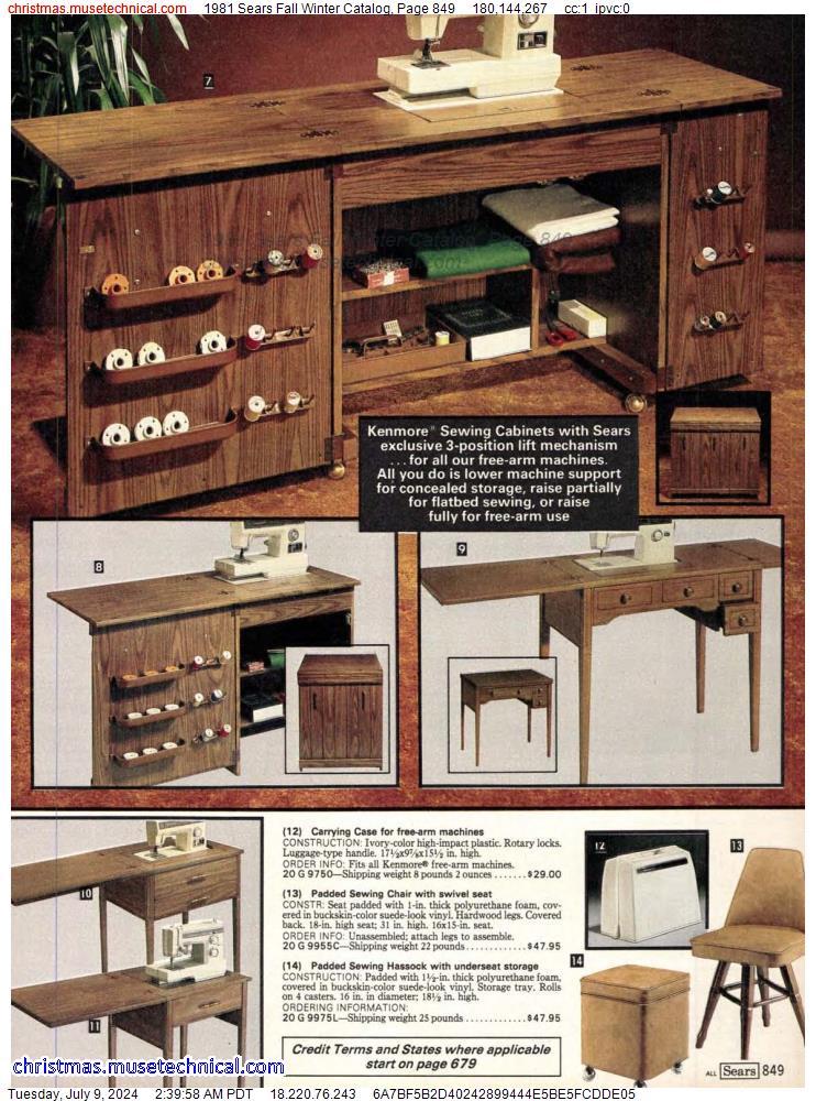 1981 Sears Fall Winter Catalog, Page 849