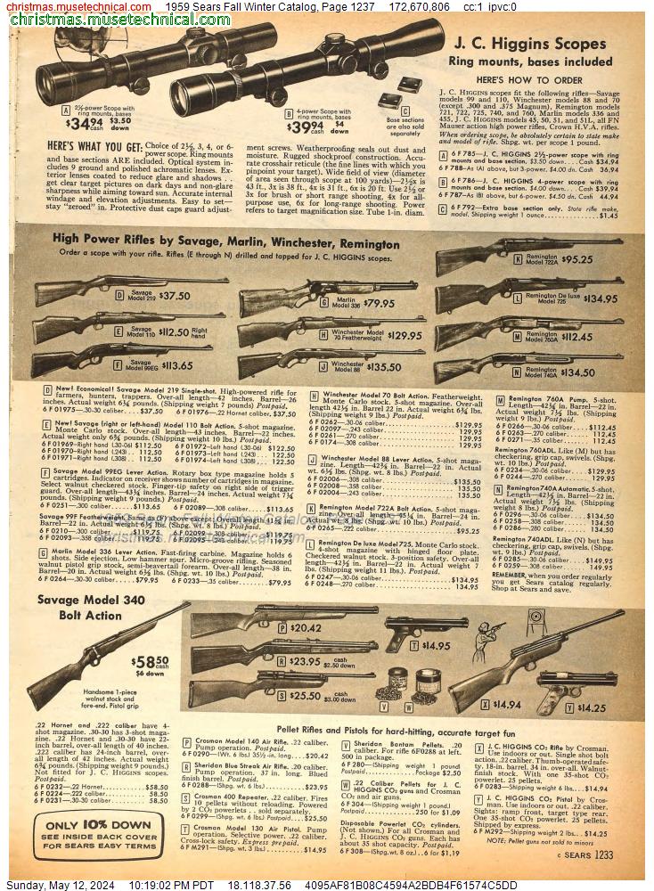 1959 Sears Fall Winter Catalog, Page 1237