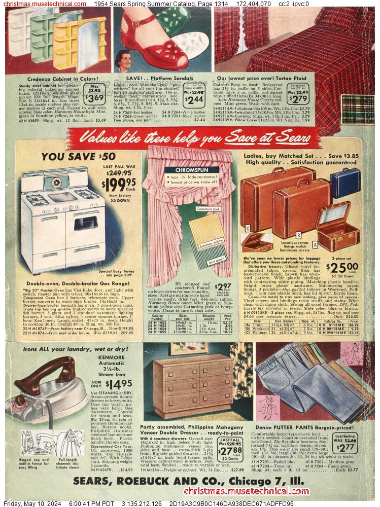 1954 Sears Spring Summer Catalog, Page 1314