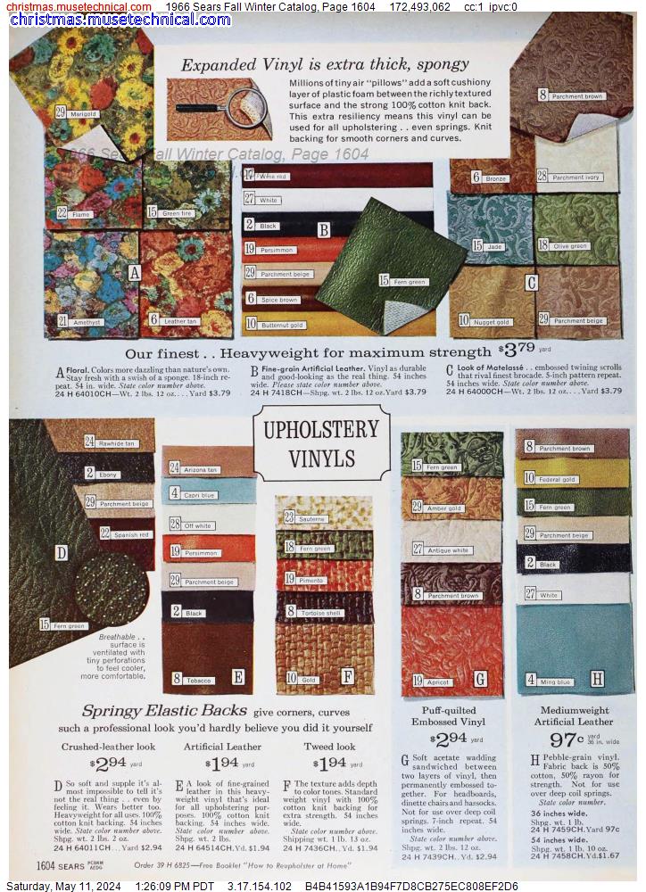1966 Sears Fall Winter Catalog, Page 1604