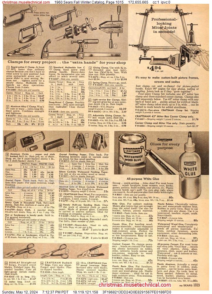 1960 Sears Fall Winter Catalog, Page 1015