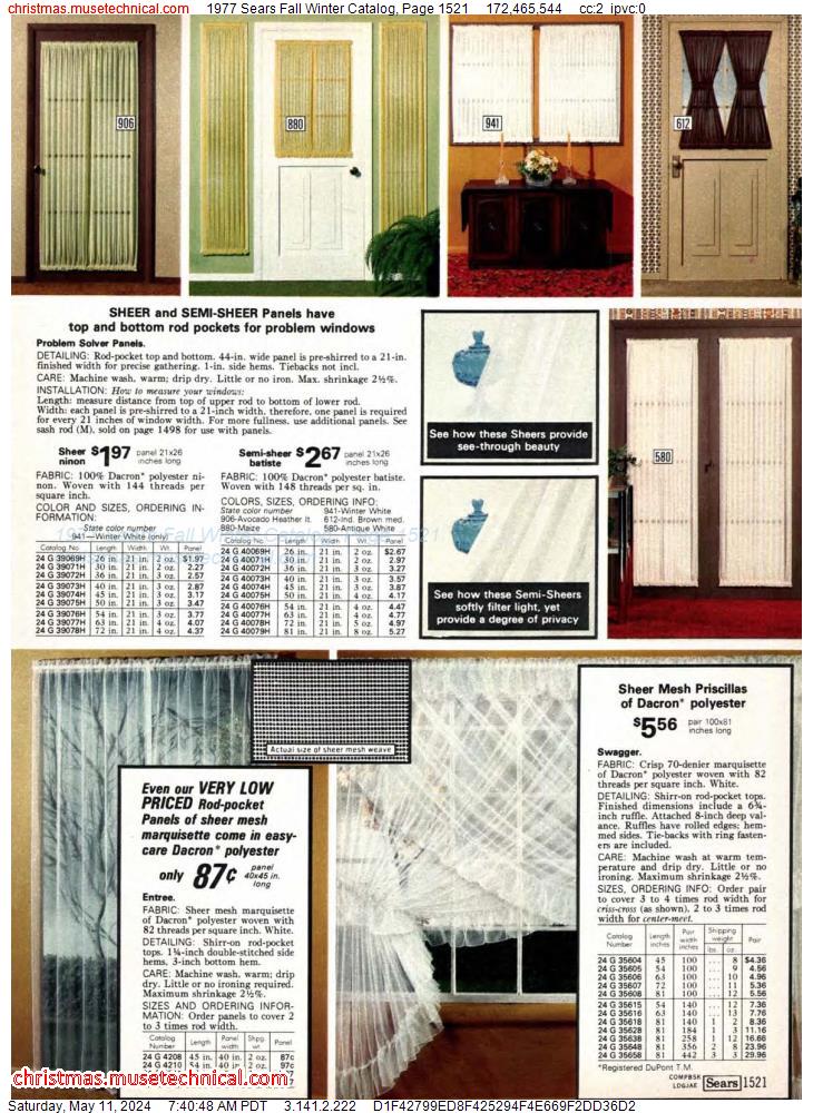 1977 Sears Fall Winter Catalog, Page 1521