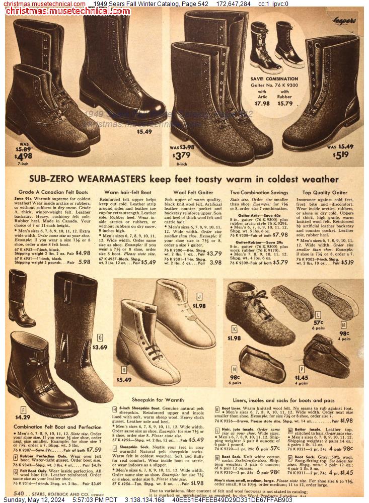 1949 Sears Fall Winter Catalog, Page 542