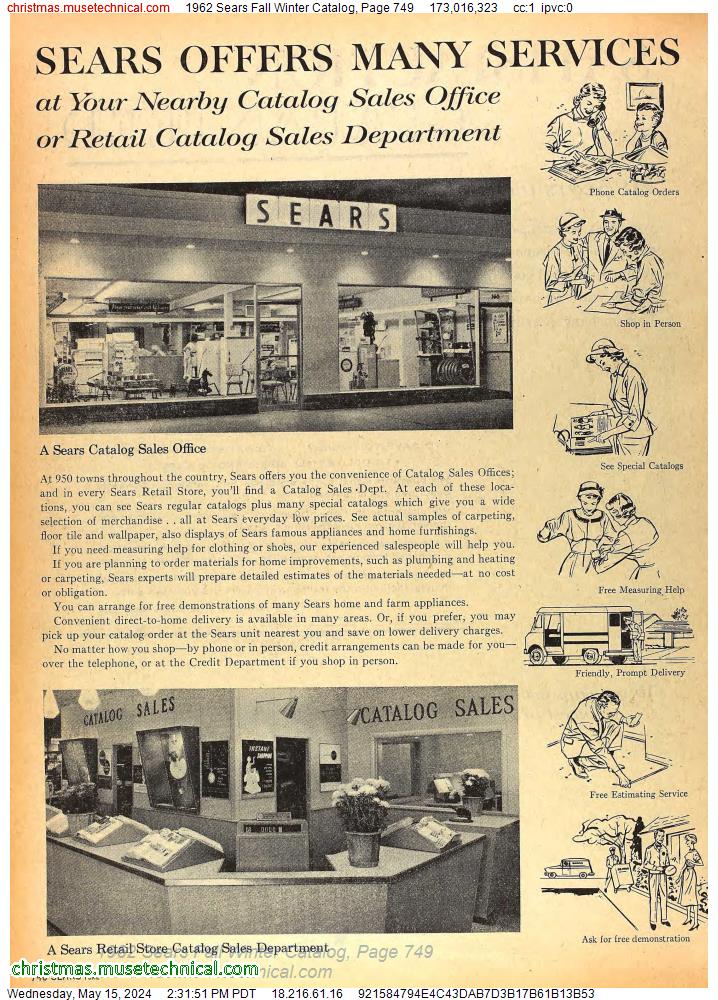 1962 Sears Fall Winter Catalog, Page 749
