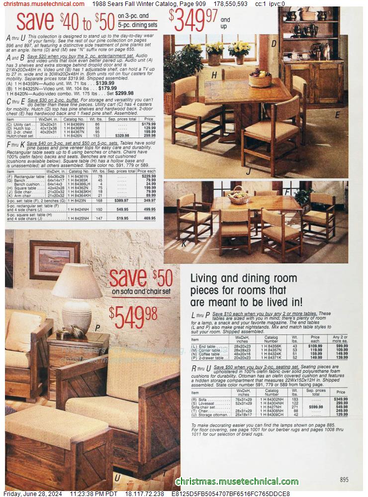1988 Sears Fall Winter Catalog, Page 909