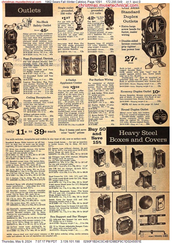1962 Sears Fall Winter Catalog, Page 1091