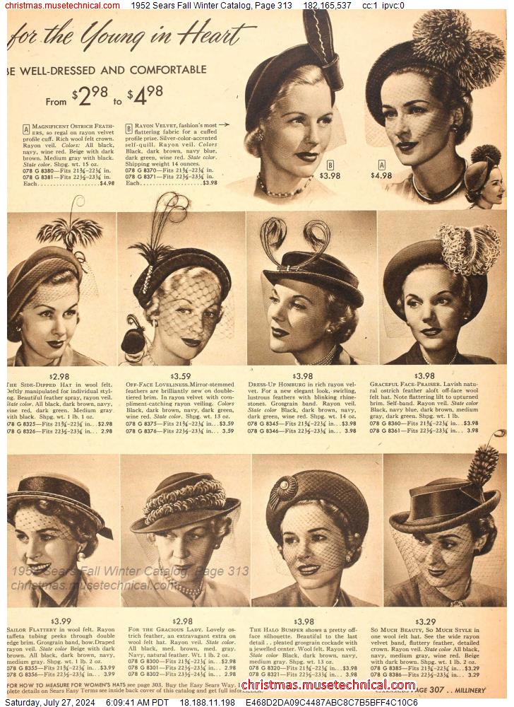 1952 Sears Fall Winter Catalog, Page 313