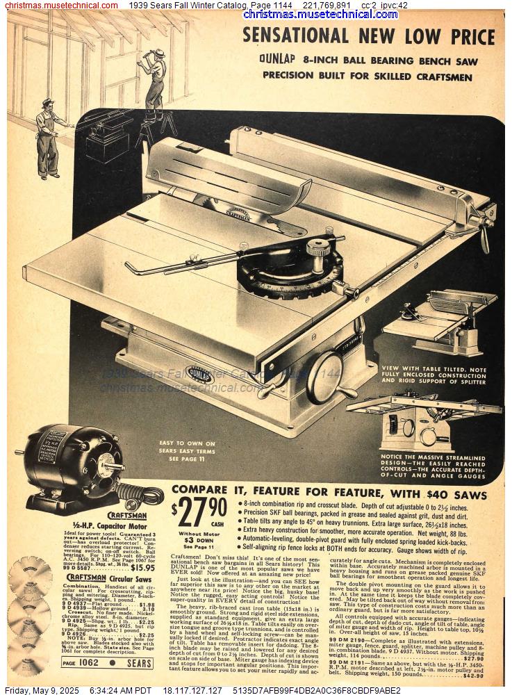 1939 Sears Fall Winter Catalog, Page 1144