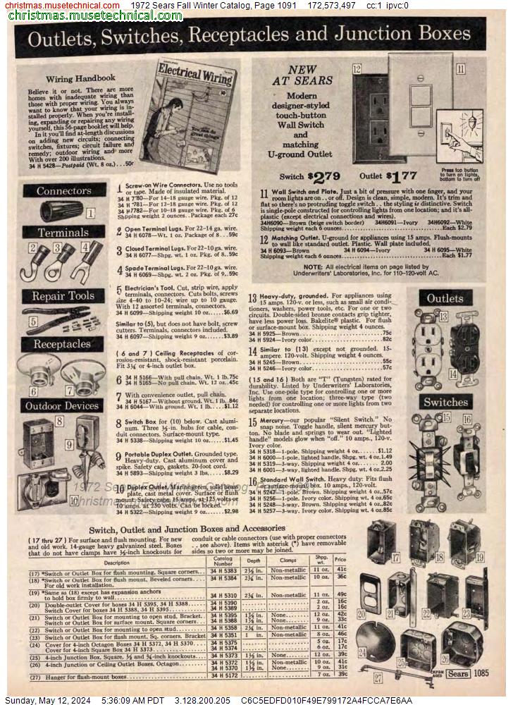 1972 Sears Fall Winter Catalog, Page 1091