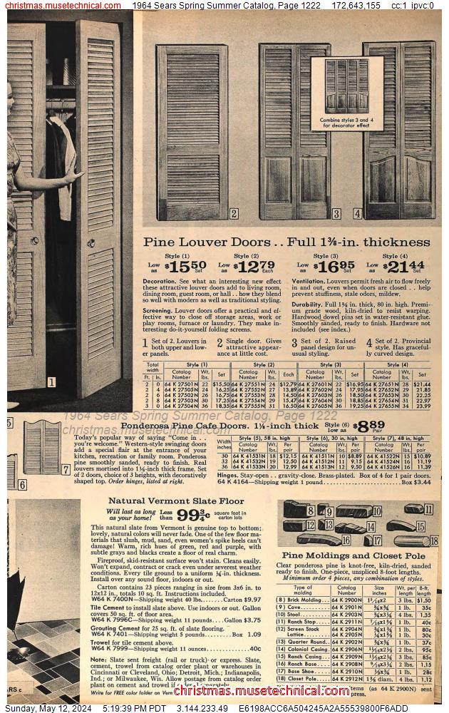 1964 Sears Spring Summer Catalog, Page 1222
